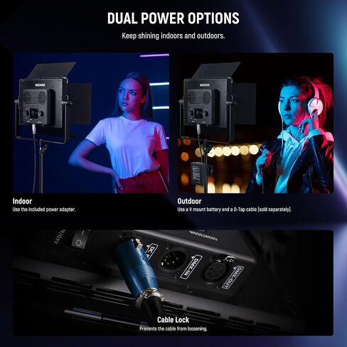 NEEWER 150W RGB LED Panel Video Light Kit with Barn Doors, 1800 LEDs 42500Lux@0.5m 2500K-10000K CRI96+/TLCI97+ 0-100% Dimming, APP/2.4G/Panel/DMX Control for Pro Studio Gaming Lighting, AP150C in Saudi Arabia