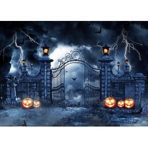 SJOLOON Scary Halloween Backdrop Pumpkin Photo Background for Horrible Halloween Theme Party Decoration 12471 (7x5FT)