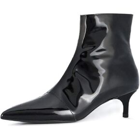 YDN Women Western Low Heeled Short Boots Pointy Toe Kitten Ankle Booties for Office Size 4-15 US