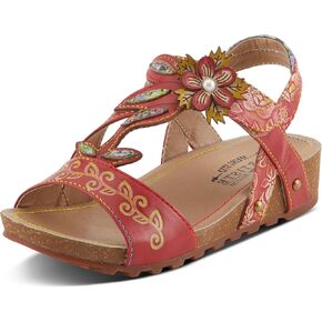 Spring Step L'Artiste Women's BELOVED Hand-Painted Low Cork Wedge Slide Sandals