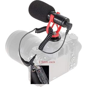 V8 Video Microphone Battery-Free Shotgun Mic Compatible with iPhone Android 3.5mm Interface Smartphones,DSLR Camera & Camcorder
