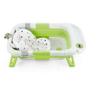 PandaEar Collapsible Baby Bathtub for Newborn Infant with Soft Cushion, Foldable Portable Baby Bathtub, Infant Bath Tub Toddler Travel Bathtub with Drain Hole for 0-24 Months