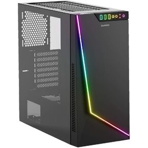 GAMDIAS ATX Mid Tower Computer Case Tempered Glass, Gaming PC Case Support Dual 360mm AIO/Radiator, 7x120mm Case Fans (4X 120mm Built-in), 420mm GPU/VGA, USB3.0X 2, Type C x1, 170mm CPU Cooler