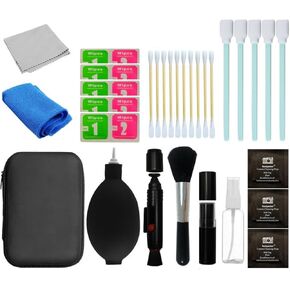 Camera Cleaning Kit 12 in1,Digital Camera Lens,Phone,Keyboard,Computer Universal Cleaning Kit -Cleaning Solution,Brush,Cloth,Rubber Air Blower Pump Dust Cleaner,Screen Cleaner,Lens Pen et al
