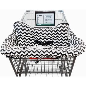 Shopping Cart Cover & Highchair Cover, 100% Cotton, with Phone Pouch, Black & White