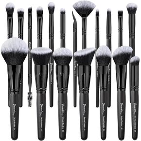 Bueart Design 16Pcs ULTRA SOFT Black labeled DENSE HAIR Makeup Brushes set Contains face brushes and detail make up brushes best choice for beginners makeup brushes & tools