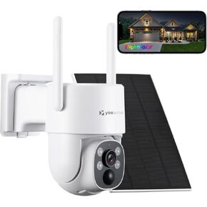 2K NightColor Solar Security Camera, Wireless Pan Tilt Battery Camera, Dual-Band Wi-Fi 6, Color Vision Day and Night, Smart PIR Detection, No Monthly Fee