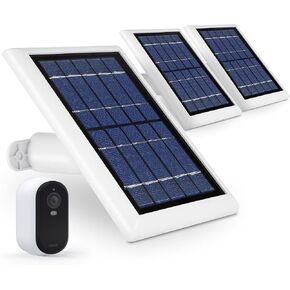 Wasserstein Solar Panel Compatible with Arlo Essential 2K Outdoor Security Camera (2nd Gen) / XL (2nd Gen) & Essential Spotlight (Camera NOT Included) - (3-Pack, White)