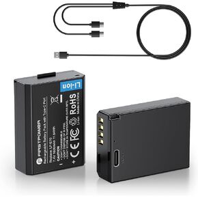 بطارية FirstPower LP-E10 بقدرة 1600 مللي أمبير في الساعة، عبوتان بديلتان مع منفذ شحن سريع USB-C متوافق مع Canon EOS Rebel T100، T7، T6، T5، T3، Kiss X50، Kiss X70، 1100D، 1200D، 1300D، 2000D، 4000D in Kuwait