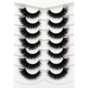 Pooplunch False Eyelashes Fairy Lashes Wispy Crossed Fluffy Faux Mink Lashes Cat Eye Look Fluttery 8D Fake Eyelashes Faux Mink Lashes 7 Pairs Pack