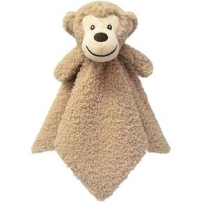 Baby Light Brown Monkey Soft Stuffed Animal Security Blanket, Plush Monkey Character Lovey Blanket, Baby Shower/Nursery Gift, Newborn Infant Toddler Snuggle Blankie for Kids, 14 Inches