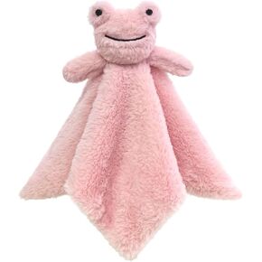 Baby Green Frog Soft Stuffed Animal Security Blanket, Plush Frog Character Lovey Blanket, Baby Shower/Nursery Gift, Newborn Infant Toddler Snuggle Blankie for Girls Boys, 14 Inches