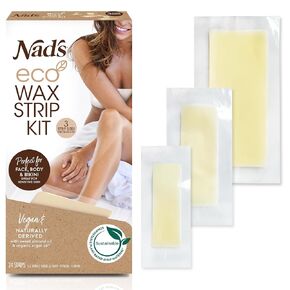 Nad's Wax Strips Kit Natural All Skin Types Wax Hair Removal For Women, 6 Face Wax Strips + 20 Body Wax Strips + 6 Bikini Wax Strips + Post Wax Oil