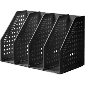 deli Collapsible Magazine File Holder 4 Vertical Compartment Binder Holder for Desk Organizer Adjustable Sturdy Binder Storage Organizer for Office School Home（White） in Saudi Arabia