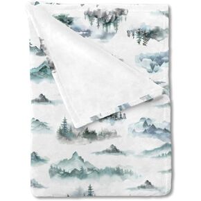 Watercolor Misty Forest Painting Baby Blanket for Boy Girl Woodland Mountain Foggy Baby Swaddle Crib Stroller Bed Blanket Soft Receiving Blankets for Newborn Toddler Nursery Daycare Palymat 30x40