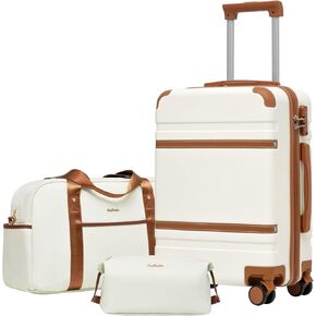 LONG VACATION Luggage Set 4 Piece Luggage ABS Carry on Suitcase Hardside Luggage with TSA Lock Spinner Wheels Travel Bag(Black Brown, 6 piece set)