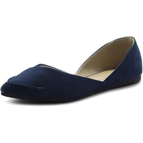 Ollio Women's Shoe Faux Suede Light Comfort Stitching D'Orsay Pointed Toe Ballet Flats F78