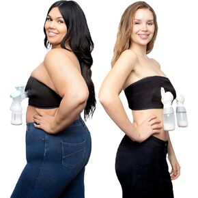 Yummy Mummy PumpMate One Size Hands Free Pumping Bra | Strapless, Wireless | Adjustable for Multitasking and Compression | One Size Fits All | Black