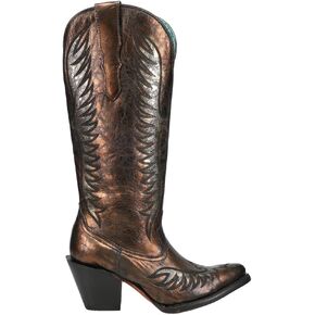 Corral Boots Womens Metallic Embroidered Snip Toe Casual Boots Knee High High Heel 3" & Up - Gold