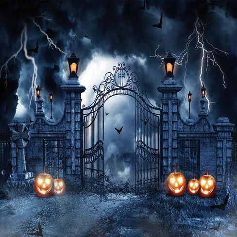 SJOLOON Scary Halloween Backdrop Pumpkin Photo Background for Horrible Halloween Theme Party Decoration 12471 (7x5FT) in Saudi Arabia