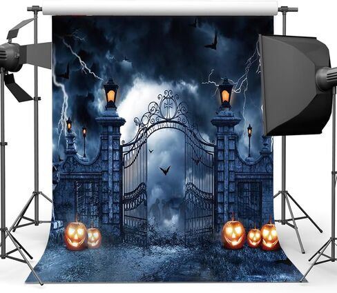 SJOLOON Scary Halloween Backdrop Pumpkin Photo Background for Horrible Halloween Theme Party Decoration 12471 (7x5FT) in Saudi Arabia