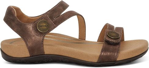 Aetrex Women's Jess Orthopedic Adjustable Quarter Strap Sandals - Comfort Memory Foam Fashion Flat Womens Sandals with Arch Support White in Saudi Arabia