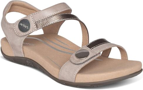 Aetrex Women's Jess Orthopedic Adjustable Quarter Strap Sandals - Comfort Memory Foam Fashion Flat Womens Sandals with Arch Support White in Saudi Arabia