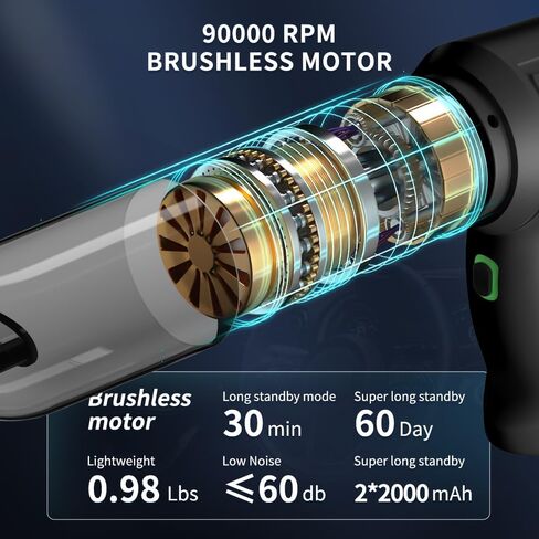 15000Pa Portable Car Vacuum Cleaner - Brushless Motor Hand Held Vacuum 4 in 1 Mini Vacuum Cleaner 2-Speed Adjustable 120W High Power Vacuum Cleaner for Home Outdoor Office and Car in Saudi Arabia