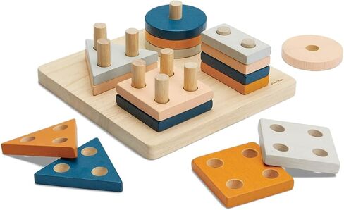 PlanToys (2403 Wooden Geometric Sorting Board Sustainably Made from Rubberwood and Non-Toxic Paints and Dyes in Kuwait