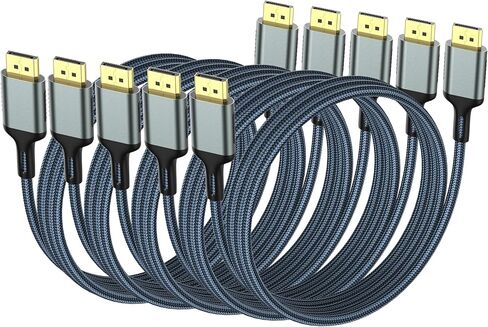 منفذ عرض إلى كابل منفذ العرض 5 حزم، كابل DisplayPort 1.4 8K، كابل DP إلى DP بطول 6.6FT، سلك عرض عالي السرعة (8K@60 هرتز، 4K@144 هرتز، 2K@240 هرتز) للشاشة، الكمبيوتر، سطح المكتب، الكمبيوتر المحمول، الكمبيوتر الشخصي in Kuwait