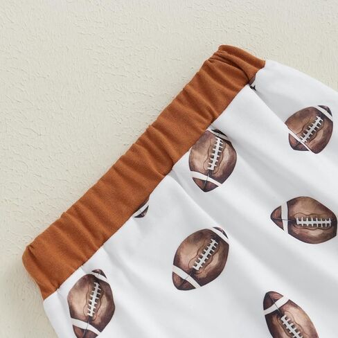 Baby Boys Fall Outfits Long Sleeve Crew Neck Letters Print Romper Football Print Sweatpants Hat 3Pcs Cute Clothes in Kuwait