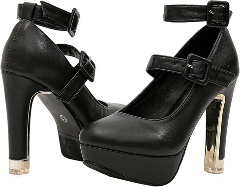 getmorebeauty Women's Block High Heels Platform Pumps Double Ankle Straps Closed Toe Mary Jane Dress Sandals Shoes in Kuwait