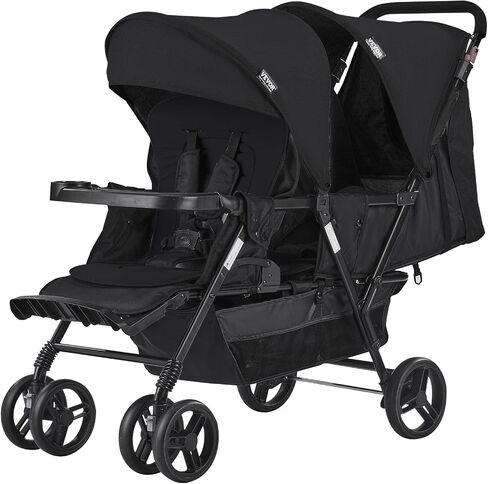 VEVOR Double Stroller, Foldable Lightweight Twin Stroller with Tandem Seating, Adjustable Backrest/Footrest, Wrap-Around Safety Harness, Storage Basket & Tray, for Newborn and Toddler (Dark Gray) in Saudi Arabia