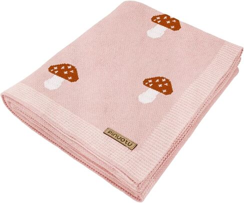 Mushroom Baby Blanket for Boys & Girls,100% Cotton Knitted Receiving Swaddle Crib Stroller Blanket (Cream /40x 31 inches) in Saudi Arabia