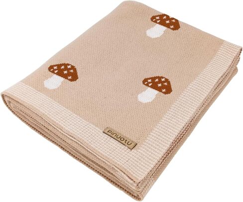 Mushroom Baby Blanket for Boys & Girls,100% Cotton Knitted Receiving Swaddle Crib Stroller Blanket (Cream /40x 31 inches) in Saudi Arabia