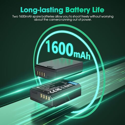 بطارية FirstPower LP-E10 بقدرة 1600 مللي أمبير في الساعة، عبوتان بديلتان مع منفذ شحن سريع USB-C متوافق مع Canon EOS Rebel T100، T7، T6، T5، T3، Kiss X50، Kiss X70، 1100D، 1200D، 1300D، 2000D، 4000D in Kuwait