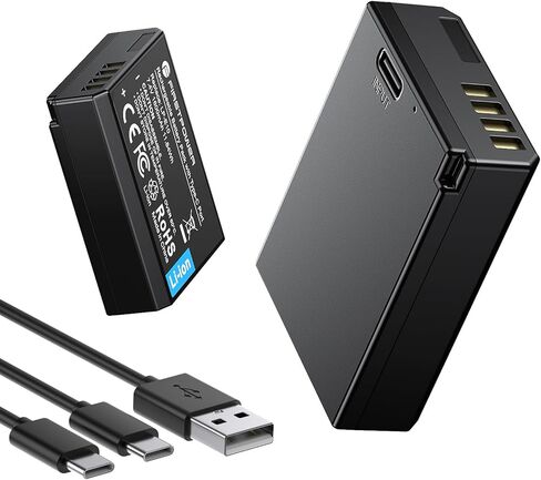 بطارية FirstPower LP-E10 بقدرة 1600 مللي أمبير في الساعة، عبوتان بديلتان مع منفذ شحن سريع USB-C متوافق مع Canon EOS Rebel T100، T7، T6، T5، T3، Kiss X50، Kiss X70، 1100D، 1200D، 1300D، 2000D، 4000D in Kuwait