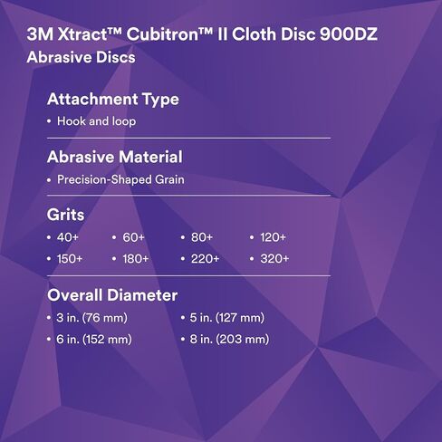 3M Xtract Cubitron II Cloth Disc 900DZ, 65996, 40 + to 320+, 5 in, 10 Piece Multi-Pack Hook and Loop Sanding Discs, Premium Series for Aluminum, Fiberglass, Gelcoat, Hard and Soft Woods in Saudi Arabia