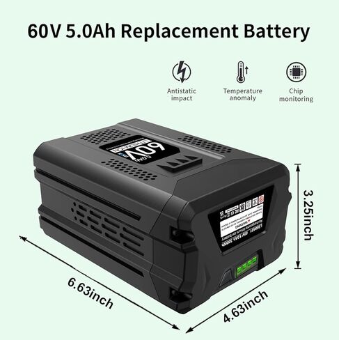 بطارية بديلة 60 فولت 5.0 أمبير في الساعة لبطارية Greenworks PRO 60 فولت بحد أقصى LB60A03 LB60A02 LB60A01 LB60A00 متوافقة مع بطاريات أداة الطاقة اللاسلكية Greenworks 60V in Kuwait
