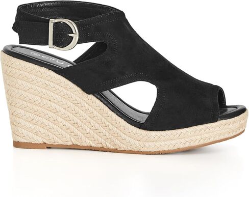 City Chic Women's Apparel Women's Wide FIT Plus Size Wedge Mystic Sandal, Black, 13 in Saudi Arabia