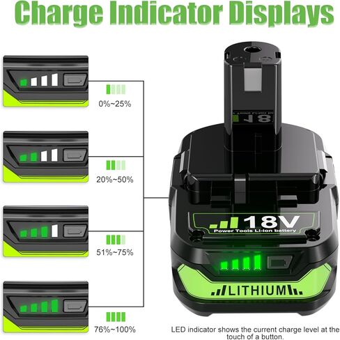 POWTREE ترقية 3800 مللي أمبير 18 فولت P102 بطارية ليثيوم بديلة لبطارية Ryobi 18 فولت Ryobi ONE+ P107 P108 P103 P104 P105 P106 P109 P122 أدوات كهربائية لاسلكية 2 حزم in Kuwait