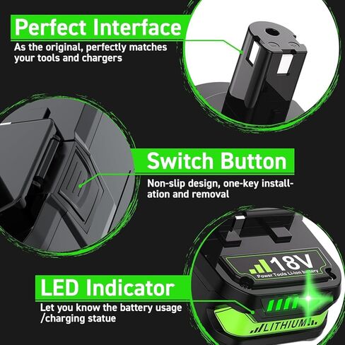 POWTREE ترقية 3800 مللي أمبير 18 فولت P102 بطارية ليثيوم بديلة لبطارية Ryobi 18 فولت Ryobi ONE+ P107 P108 P103 P104 P105 P106 P109 P122 أدوات كهربائية لاسلكية 2 حزم in Kuwait