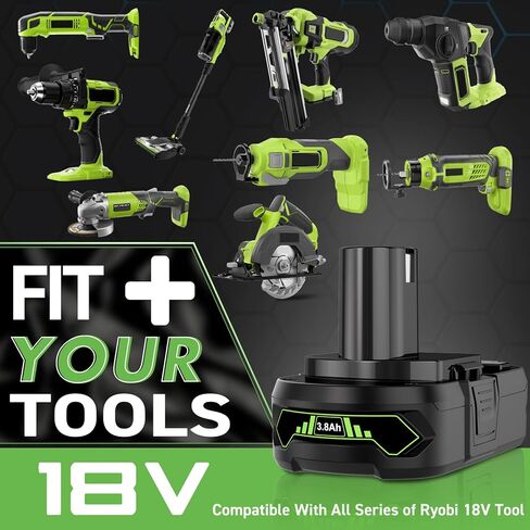 POWTREE ترقية 3800 مللي أمبير 18 فولت P102 بطارية ليثيوم بديلة لبطارية Ryobi 18 فولت Ryobi ONE+ P107 P108 P103 P104 P105 P106 P109 P122 أدوات كهربائية لاسلكية 2 حزم in Kuwait