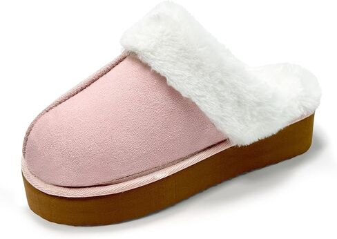Fuzzy Slippers Women,Slippers for Women Indoor and Outdoor,Fluffy Slippers for Women,Slip on Warm Comfy Soft Slippers for Women Memory Foam with Thick Sole in Saudi Arabia