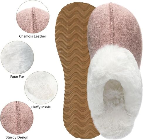 Fuzzy Slippers Women,Slippers for Women Indoor and Outdoor,Fluffy Slippers for Women,Slip on Warm Comfy Soft Slippers for Women Memory Foam with Thick Sole in Saudi Arabia