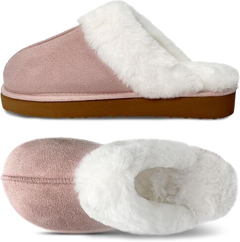 Fuzzy Slippers Women,Slippers for Women Indoor and Outdoor,Fluffy Slippers for Women,Slip on Warm Comfy Soft Slippers for Women Memory Foam with Thick Sole in Saudi Arabia