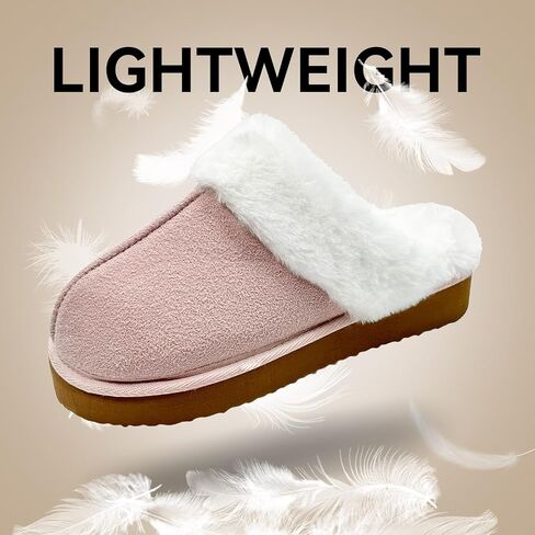 Fuzzy Slippers Women,Slippers for Women Indoor and Outdoor,Fluffy Slippers for Women,Slip on Warm Comfy Soft Slippers for Women Memory Foam with Thick Sole in Saudi Arabia