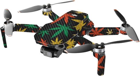 مايتي سكينز من ألياف الكربون متوافقة مع طائرة DJI Mini 2 المحمولة بدون طيار - وعاء يترك اللون الأخضر | لمسة نهائية واقية ومتينة من ألياف الكربون | سهل التطبيق وتغيير الأنماط | صنع في الولايات المتحدة الأمريكية in Saudi Arabia