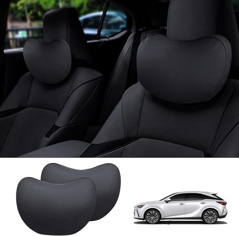 Luxury Nappa Leather Headrest Pillows,Softness Car Headrest Pillow with Adjustable Strap, Breathable Removable Cover & Ergonomic Design Compatible for All Trucks,SUV and Cars in Kuwait
