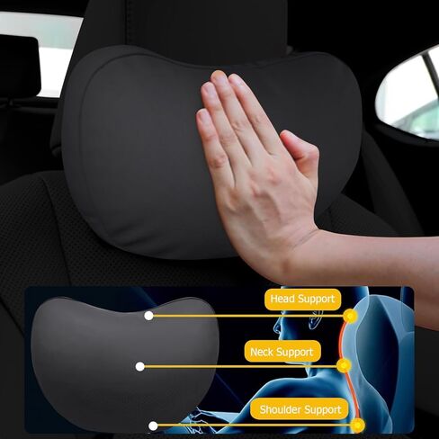 Luxury Nappa Leather Headrest Pillows,Softness Car Headrest Pillow with Adjustable Strap, Breathable Removable Cover & Ergonomic Design Compatible for All Trucks,SUV and Cars in Kuwait
